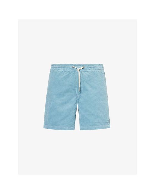Polo Ralph Lauren Blue Brand-embroidered Drawstring Corduroy Shorts for men