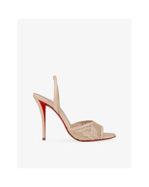 Christian Louboutin Pink Miss Z 100 Lace Slingbacks
