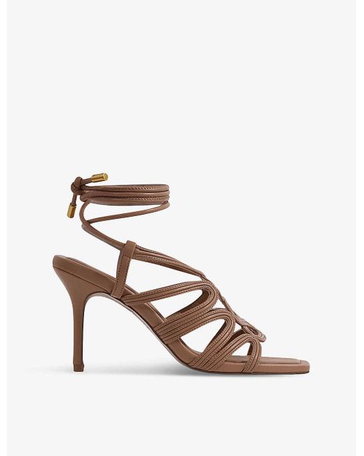 Reiss Natural Keira Rope-strap Leather Heeled Sandals