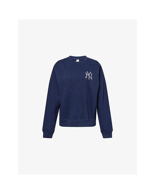 Sporty & Rich Blue For '47 X The New York Yankees Krystal Cotton-Fleece Sweatshirt