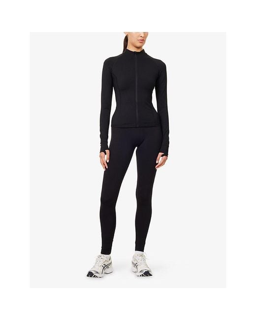 ADANOLA Black Ultimate Zip-Through Stretch-Woven Top