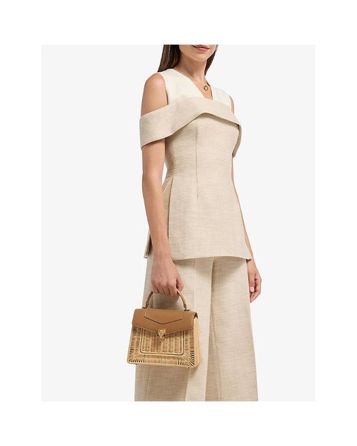 BVLGARI Brown Serpenti Forever Medium Leather And Wicker Top-Handle Bag