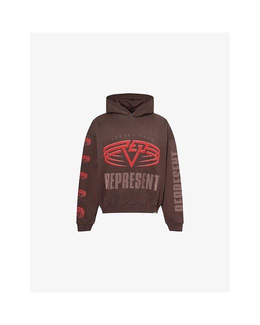 Represent Red Legacy Tour Graphic-Print Reversible Cotton-Jersey Hoody for men