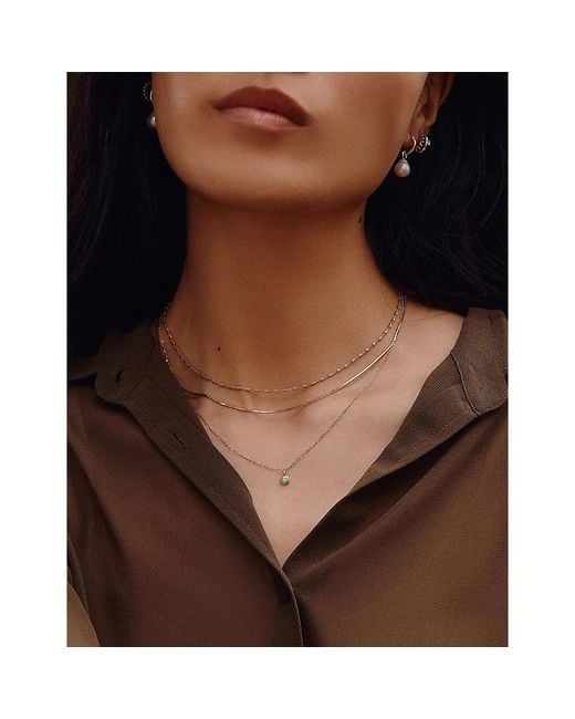 Missoma White Fine May Birthstone 18Ct And Emerald Pendant Necklace