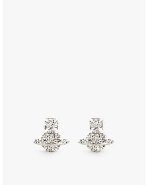 Vivienne Westwood White Carmela Platinum-plated Brass And Cubic Zirconia Earrings