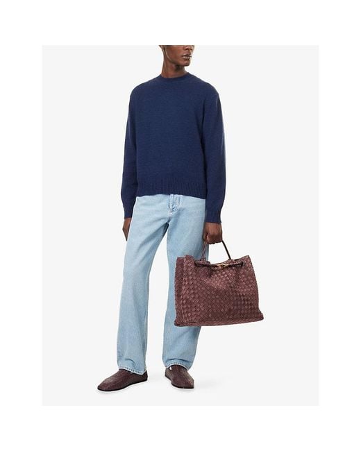 Bottega Veneta Blue Classic Crew-Neck Cashmere-Blend Jumper for men