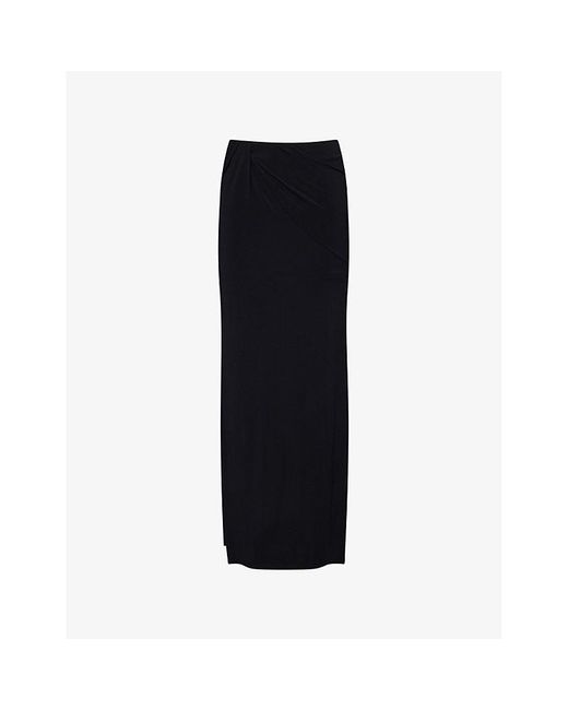 Jacquemus Black La Jupe Peplo Split-Hem Stretch-Woven Maxi Skirt