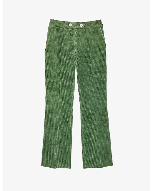 Sandro Green Bastien Stretch-cotton-blend Corduroy Trousers