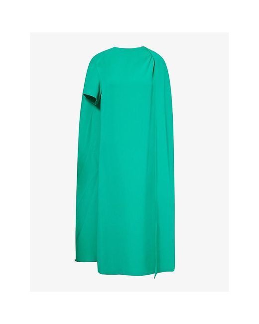 Valentino Garavani Green Draped Straight-hem Silk Midi Dress