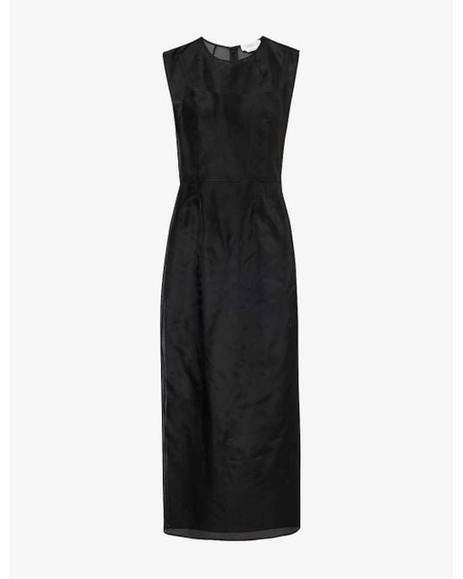Gabriela Hearst Black Maslow Semi-sheer Silk Midi Dress