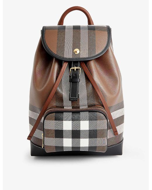 Burberry Multicolor Check-print Medium Coated Canvas Backpack