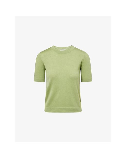 Weekend by Maxmara Green Round-Neck Short-Sleeve Wool-Blend Top