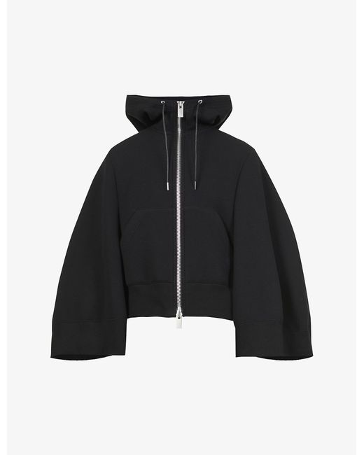 Sacai Oversized Hooded Cotton-blend Cape in Black - Lyst