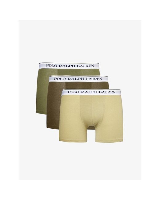 Polo Ralph Lauren White Logo-waistband Pack Of Three Stretch-cotton Boxer Briefs for men
