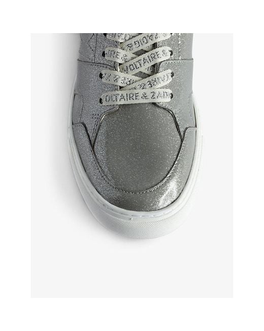 Zadig & Voltaire Gray Flash Infinity Glitter Patent-leather Mid-top Trainers