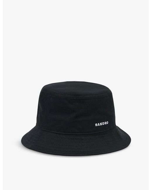 Sandro Logo-embroidered Cotton Bucket Hat in Black for Men | Lyst UK