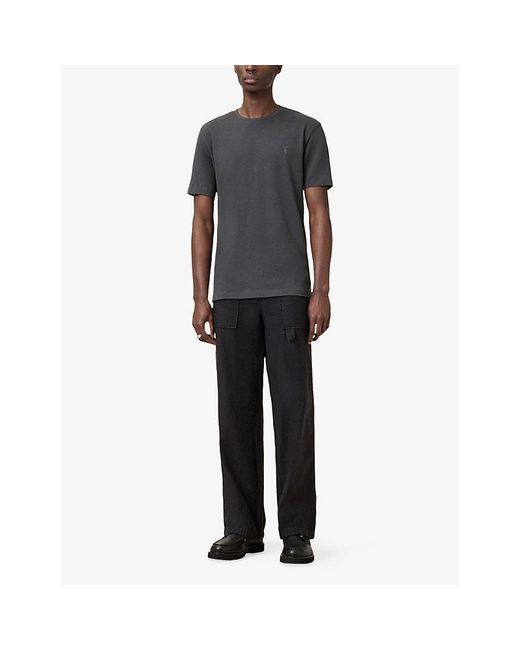 AllSaints Black Brace Logo-Embroidered Cotton-Jersey T-Shirt for men