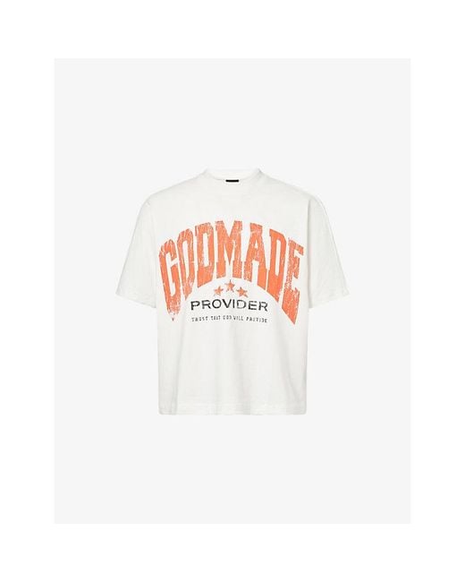 GODMADE White Provider Graphic-Print Cotton T-Shirt for men