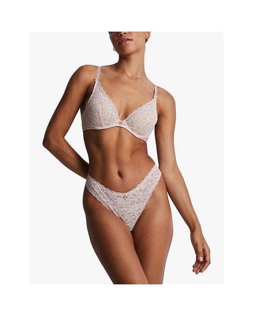 Aubade White Rosessence Mid-Rise Stretch-Lace Tanga Briefs