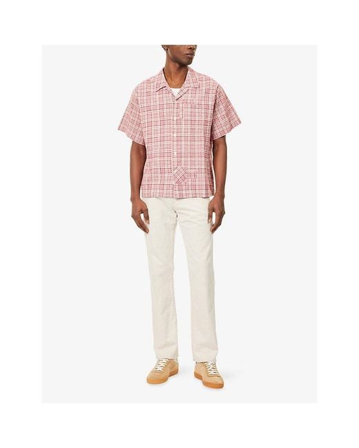 Citizens of Humanity White Elijah Straight Stretch Cotton-Linen Trousers for men