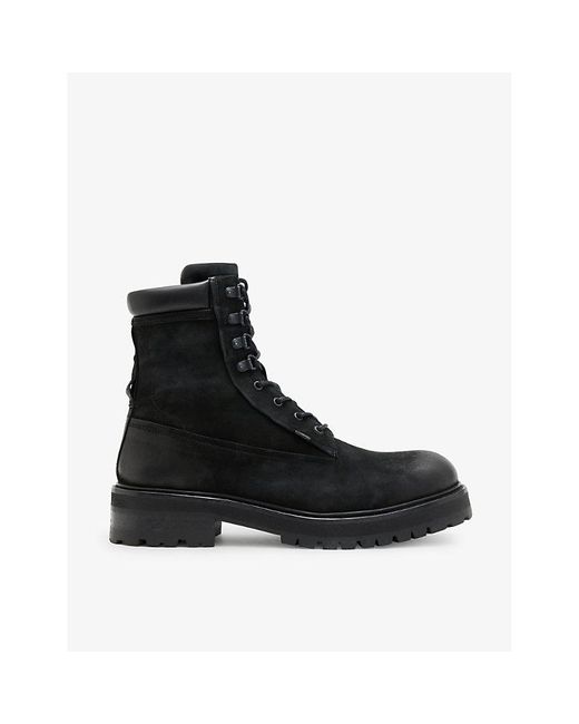 AllSaints Black Bobcat Lace-up Leather Boots for men