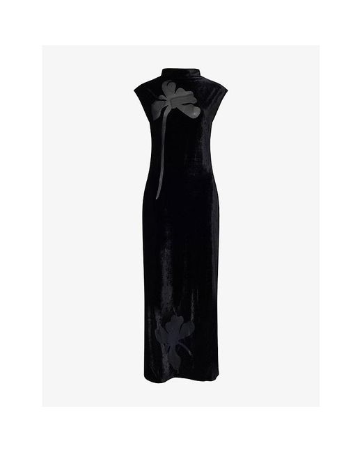 Samsøe & Samsøe Black Sakalani Sleeveless Velvet Midi Dress