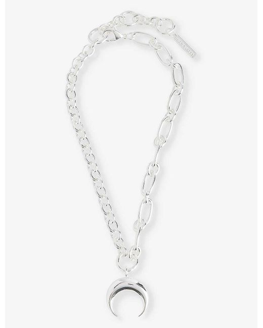 MARINE SERRE White Crescent-moon -tone Brass Pendant Necklace