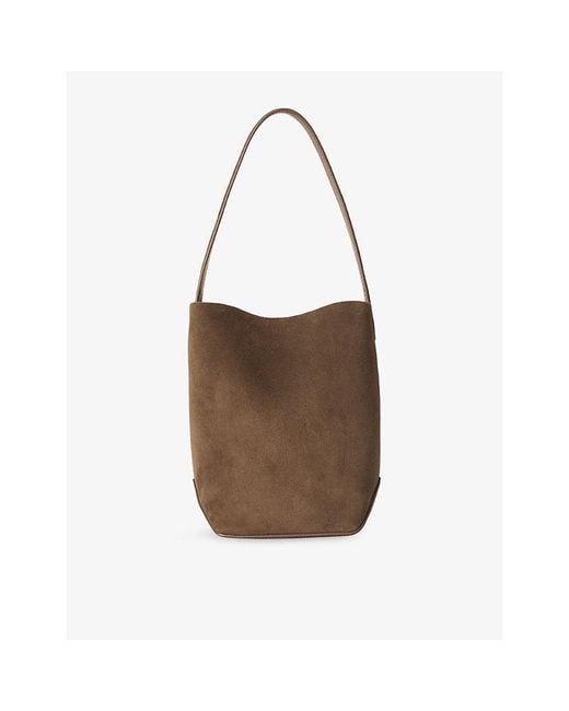 The Row Brown Small N/S Park Suede Tote Edge Bag