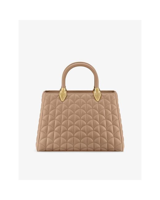 BVLGARI Natural Serpentine Day Duo Leather Top Handle Bag