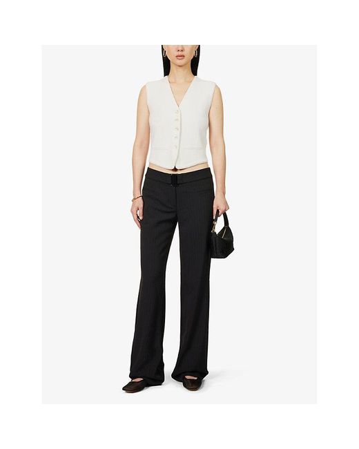 Reformation Black Cherie Mid-rise Straight-leg Stretch-woven Trousers