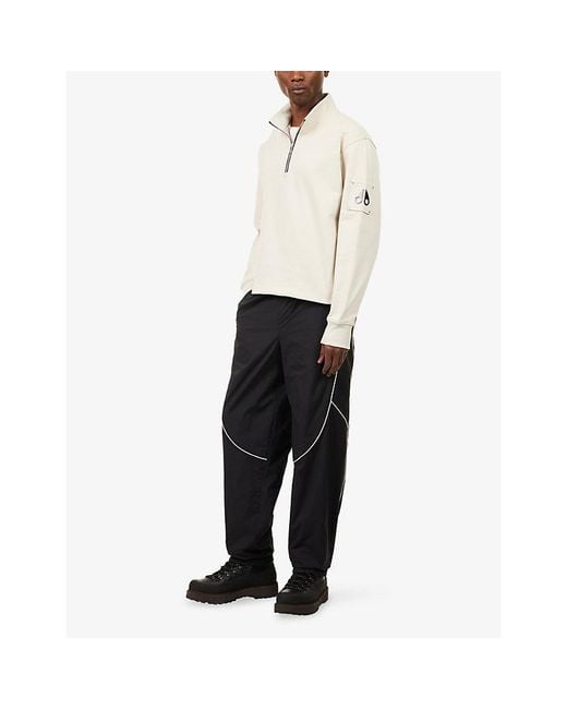 Moose Knuckles Black Top Flight Relaxed-Fit Cotton-Blend Trousers for men
