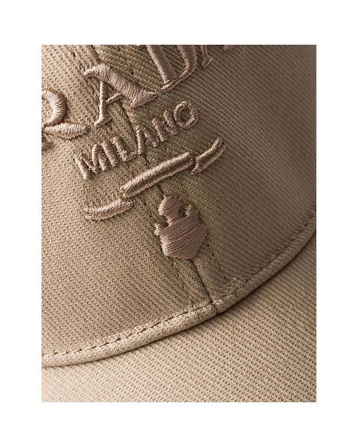 Prada Natural Drill Logo-Embroidered Cotton-Canvas Baseball Cap Xxl for men