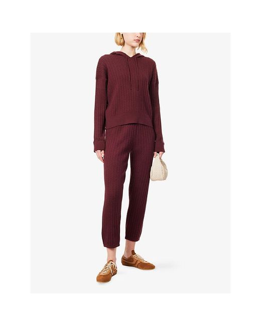 Jonathan Simkhai Red Cable-Knit Straight-Leg Cotton And Cashmere Trousers
