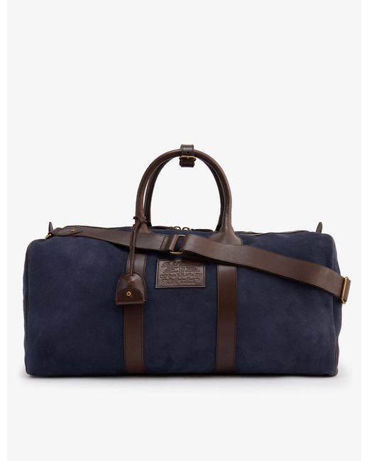 Polo Ralph Lauren Blue Contrast Trim Suede And Leather Duffel Bag for men