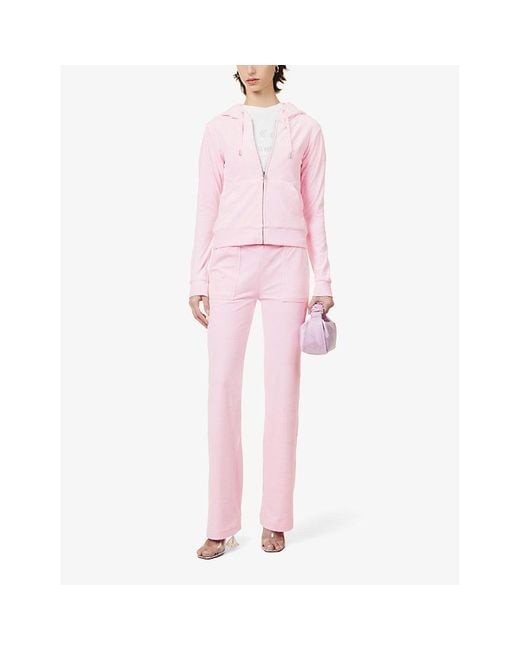Juicy Couture Pink Robertson Logo-embroidered Velour Hoody
