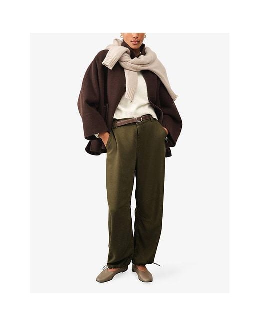 The White Company Green Barrel-Leg Lyocell And Cotton Trousers