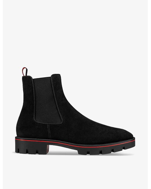 Christian Louboutin Black Alpinosol Contrast-trim Suede Ankle Boots for men