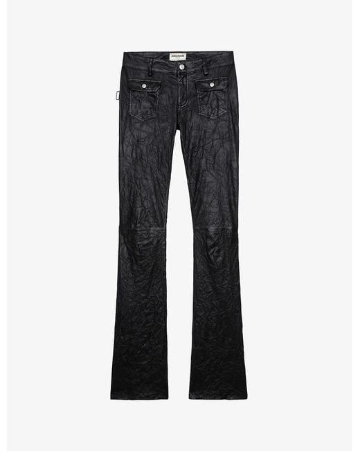 Zadig & Voltaire Hippie Creased Straight-leg High-rise Leather Trousers ...