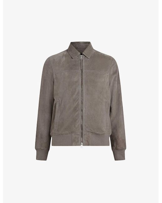 AllSaints Gray Rashford Regular-fit Ribbed-hem Jacket for men