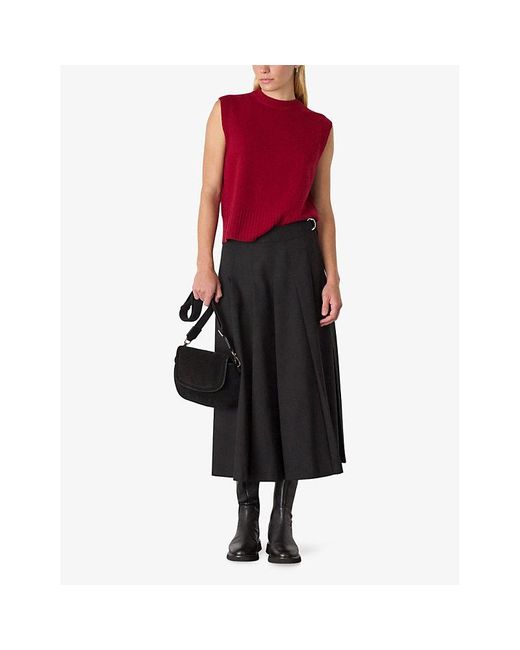 Whistles Red Round-Neck Regular-Fit Wool Vest