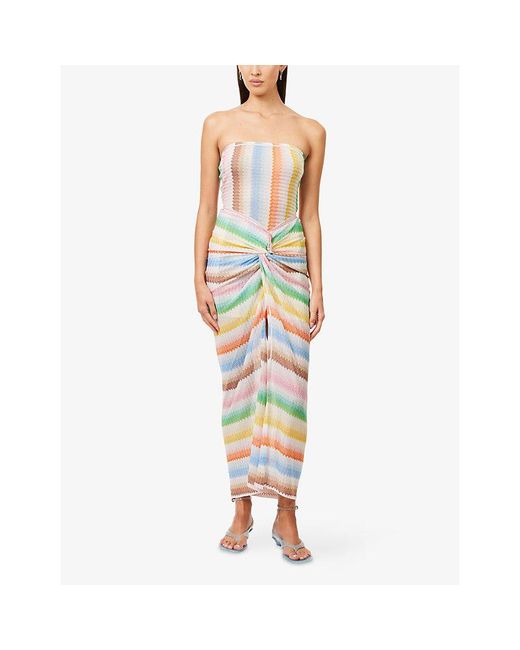Missoni White Bandeau Ruched Knitted Cover-Up