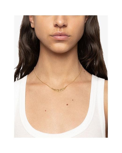 Zadig & Voltaire White Peace-Tone Brass Pendant Necklace