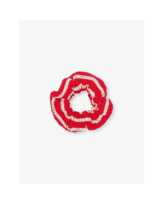 Hunza G Red Ruched Stretch-woven Scrunchie