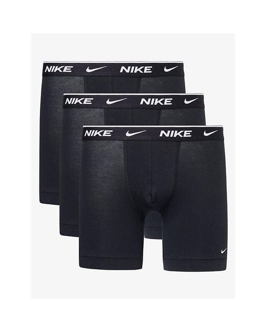 Nike Blue Branded-Waistband Set Of Three Stretch-Cotton Boxers for men