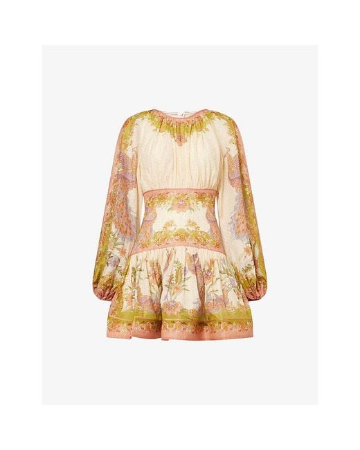 Zimmermann Metallic Indra Floral-Print Cotton And Silk-Blend Mini Dress