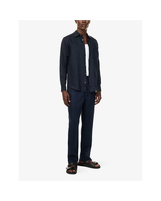 CHE Blue Avila Drawstring Linen Trousers for men