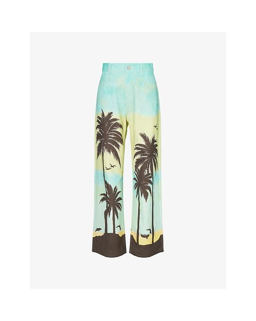 ALÉMAIS Green Sail Away Wide-Leg High-Rise Jeans