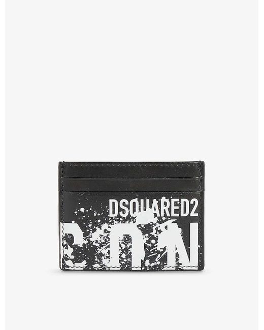 DSquared² White Splash Leather Card Holder for men