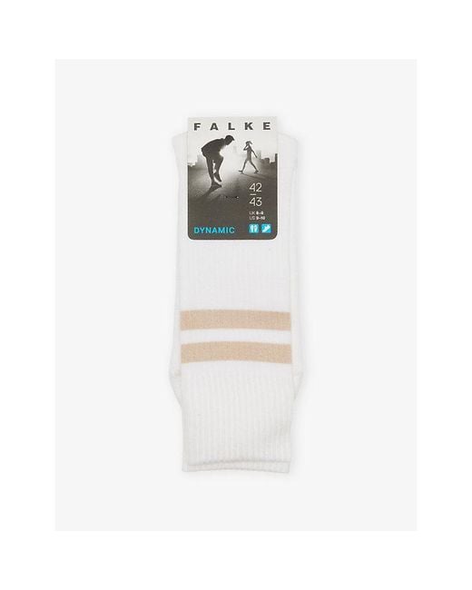Falke White Dynamic Stripe-Trim Stretch-Cotton Socks for men