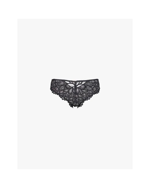Savage x Fenty Black Not Sorry Lace Cheeky Mid-Rise Stretch-Lace Briefs
